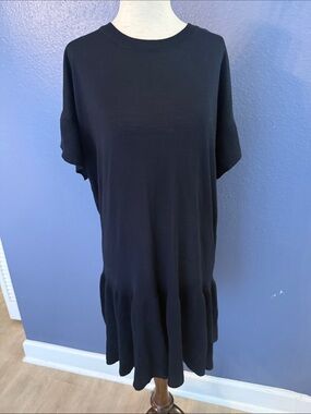 H&M Black Short Sleeve Drop Waist Tunic Dress
